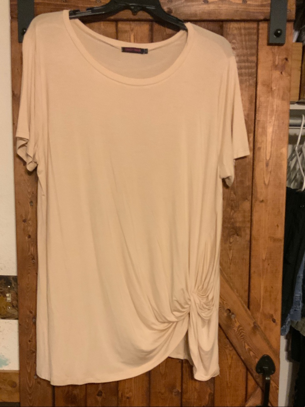 Crazy Train Cream Knot-Accent Short Sleeve Top